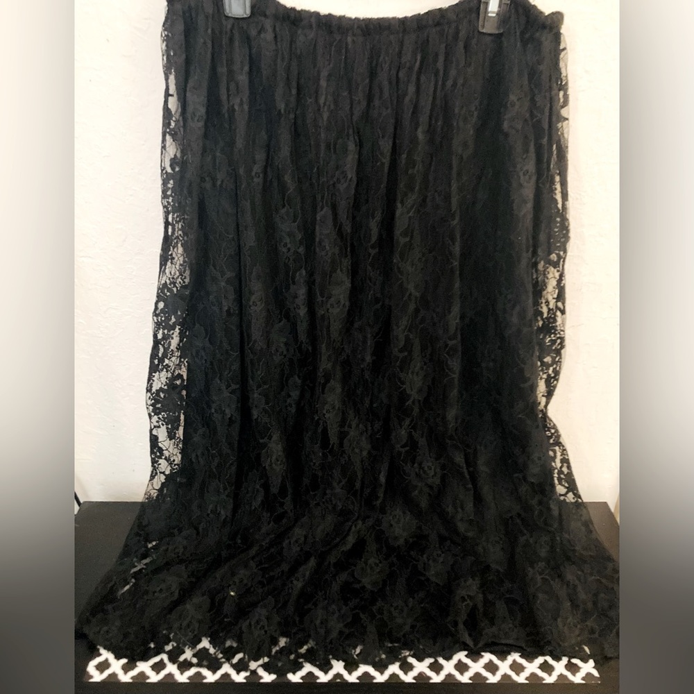 Caron Joy ankle length black lace dress